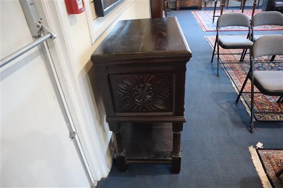 A late 17th century oak cupboard, W.2ft 9in. D.1ft 7in. H.3ft 2in.